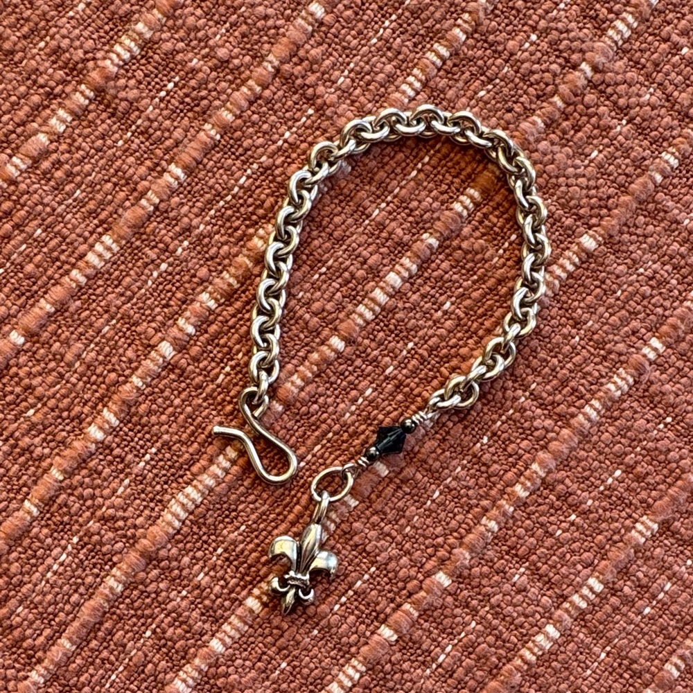 Mignon Faget Chain Bracelet with Fleur-de-lis Charm